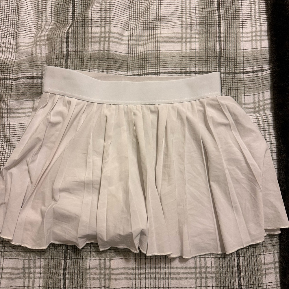 TNA White Skater Mini Skirt with Pleated Design - built in shorts